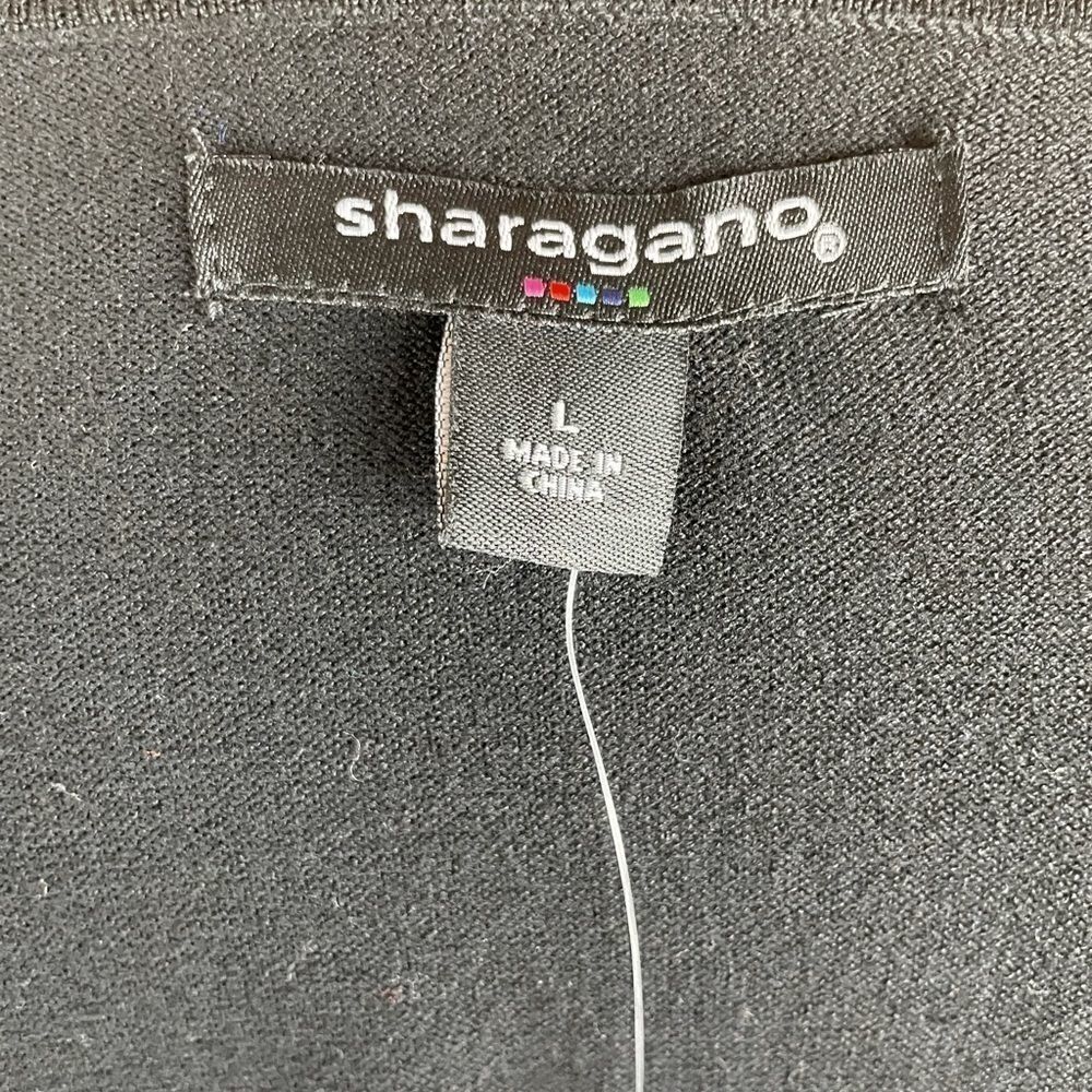 NWT Sharagano Black Cardigan Sweater and White Belt Size L - Picture 6 of 8